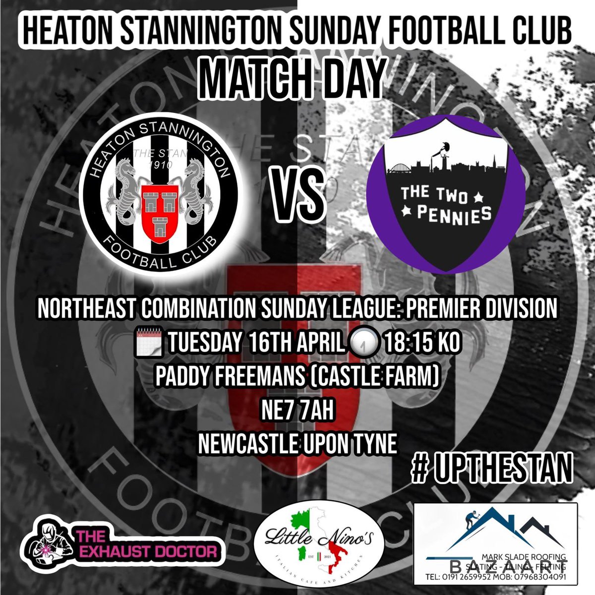 HeatonStanSunFC's tweet photo. ⚽️Midweek Football is back! 

League| After a few weeks off TONIGHT we take on @TheTwoPenniesFC in our last home fixture of the season which is a HUGE game. 18:15 KO at Paddy Freemans. Please come along and show your support in which should be an entertaining game.#UPTHESTAN https://t.co/gPbR2HStm4