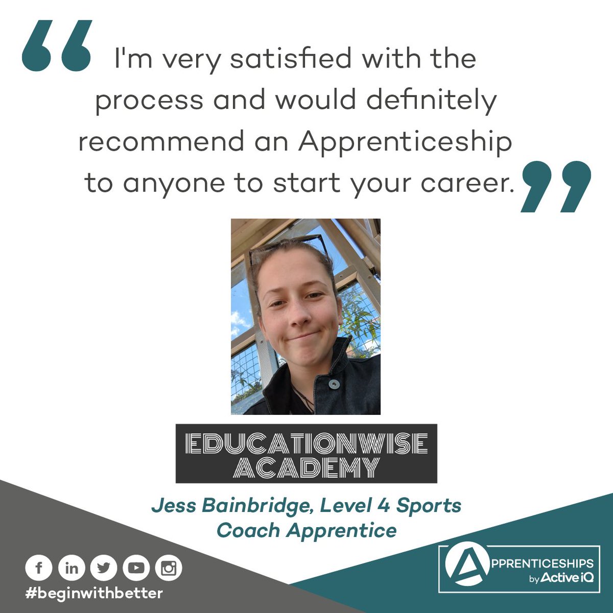 Today we share a testimonial from one of our apprenticeship provider’s apprentices, Jess Bainbridge, who took their apprenticeship with @educationwiseuk