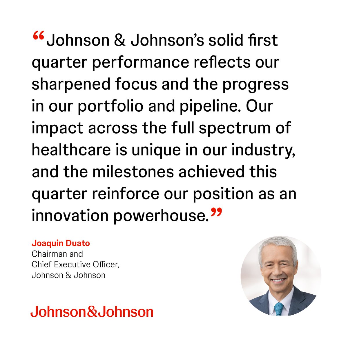 Joaquin Duato, Chairman of the Board and Chief Executive Officer, #JNJ, on our Q1 2024 #earnings and financial performance. $JNJ