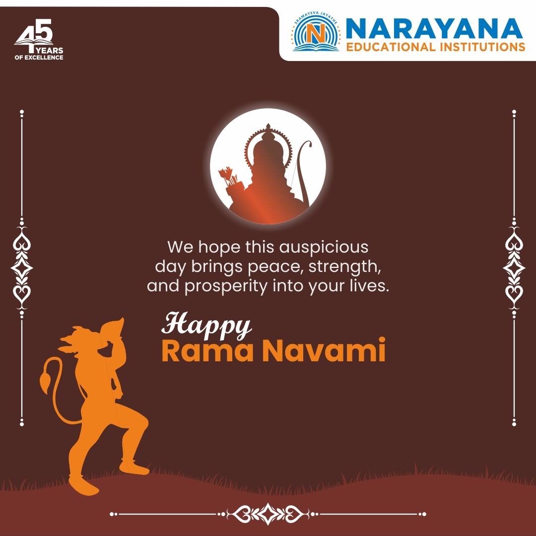 NarayanaEdu's tweet photo. 🙏 May the spirit of Rama Navami guide us towards enlightenment. Let's embrace the timeless wisdom and virtues of Lord Rama as we navigate through our lives.🕉️
#RamaNavami2024 #YDAOD #YourDreamsAreOurDreams #NarayanaSchools #45YearsOfExcellence #TheNarayanaGroup https://t.co/cKCL2nRAaR