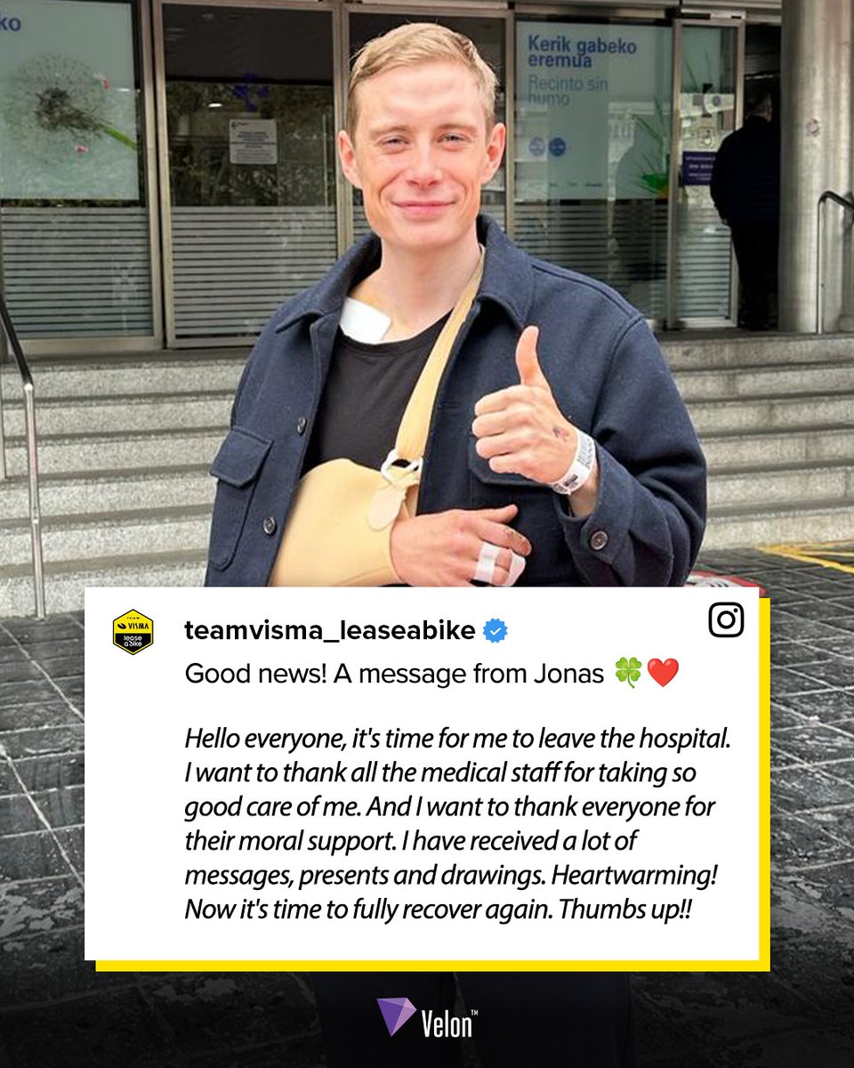 Good news from Jonas Vingegaard 🤗👍 📸 @vismaleaseabike