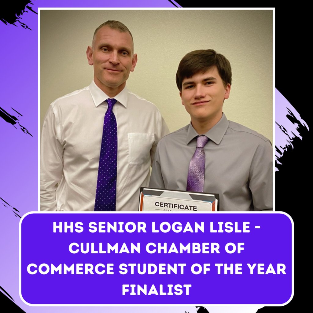 Congratulations to senior Logan Lisle for being named Hanceville High School Student of the Year and being a finalist for Cullman County Student of the Year.