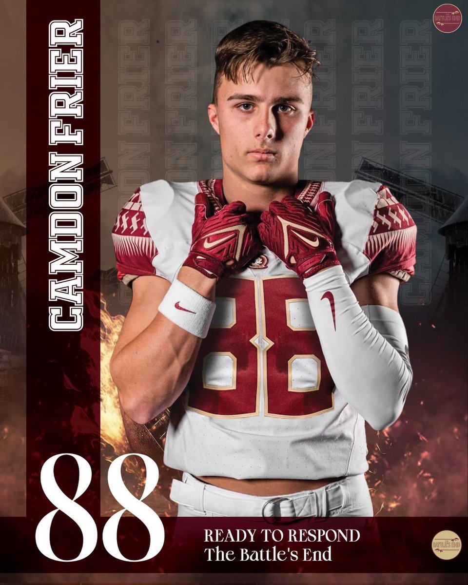 Excited to announce the addition of @CamdonFrier to The Battle's End! Welcome to the family, young man! Directly support Camdon and other FSU Players by joining The Battle's End at thebattlesend.com/pages/get-invo… #ReadytoRespond