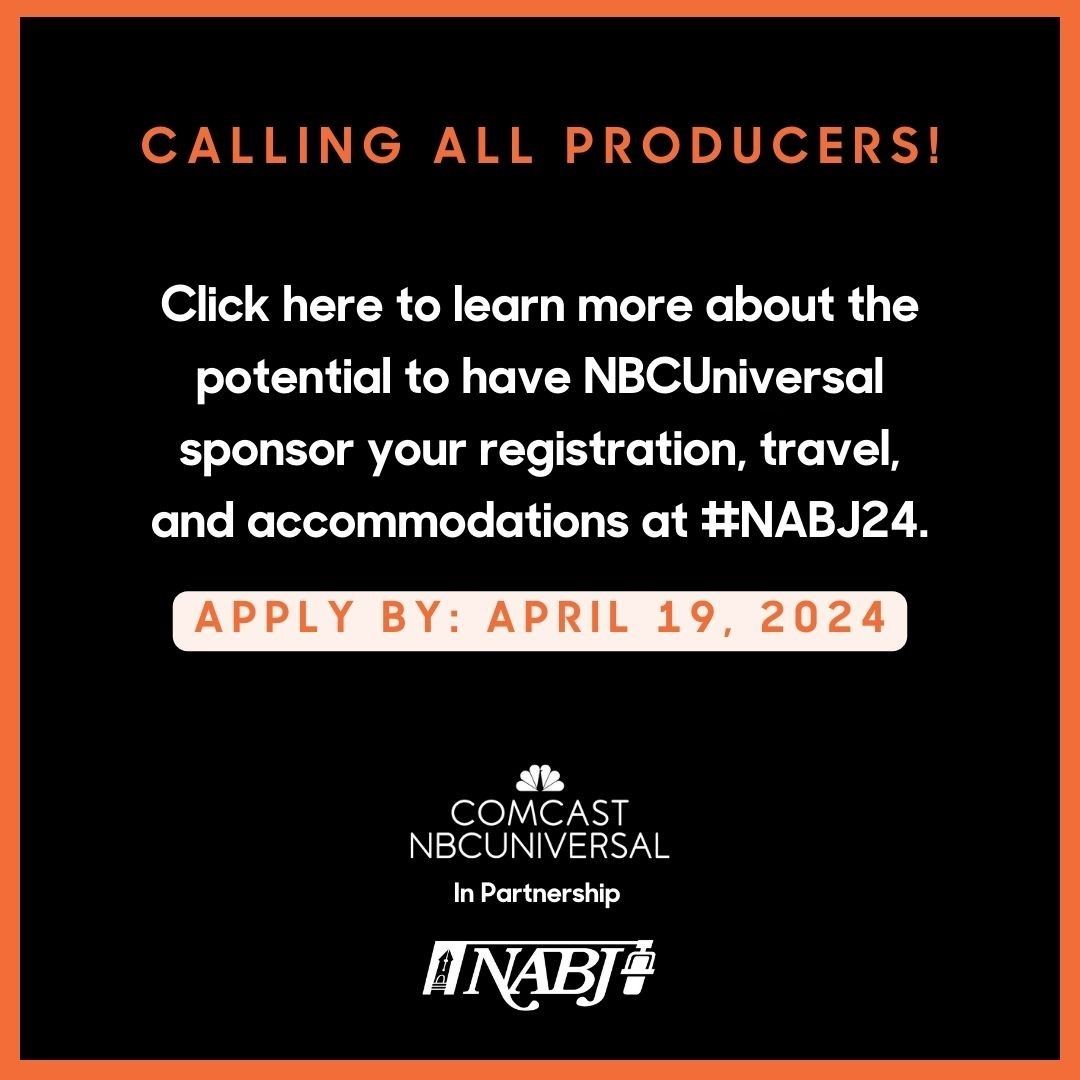 Get the most out of #NABJ24 and attend with @NBCUniversal as an Emerging Producer Fellow! Receive valuable face time with leaders in the news industry and learn the inside scoop about propelling your career as a T.V. Producer! Apply today: bit.ly/NBCUNABJFellow