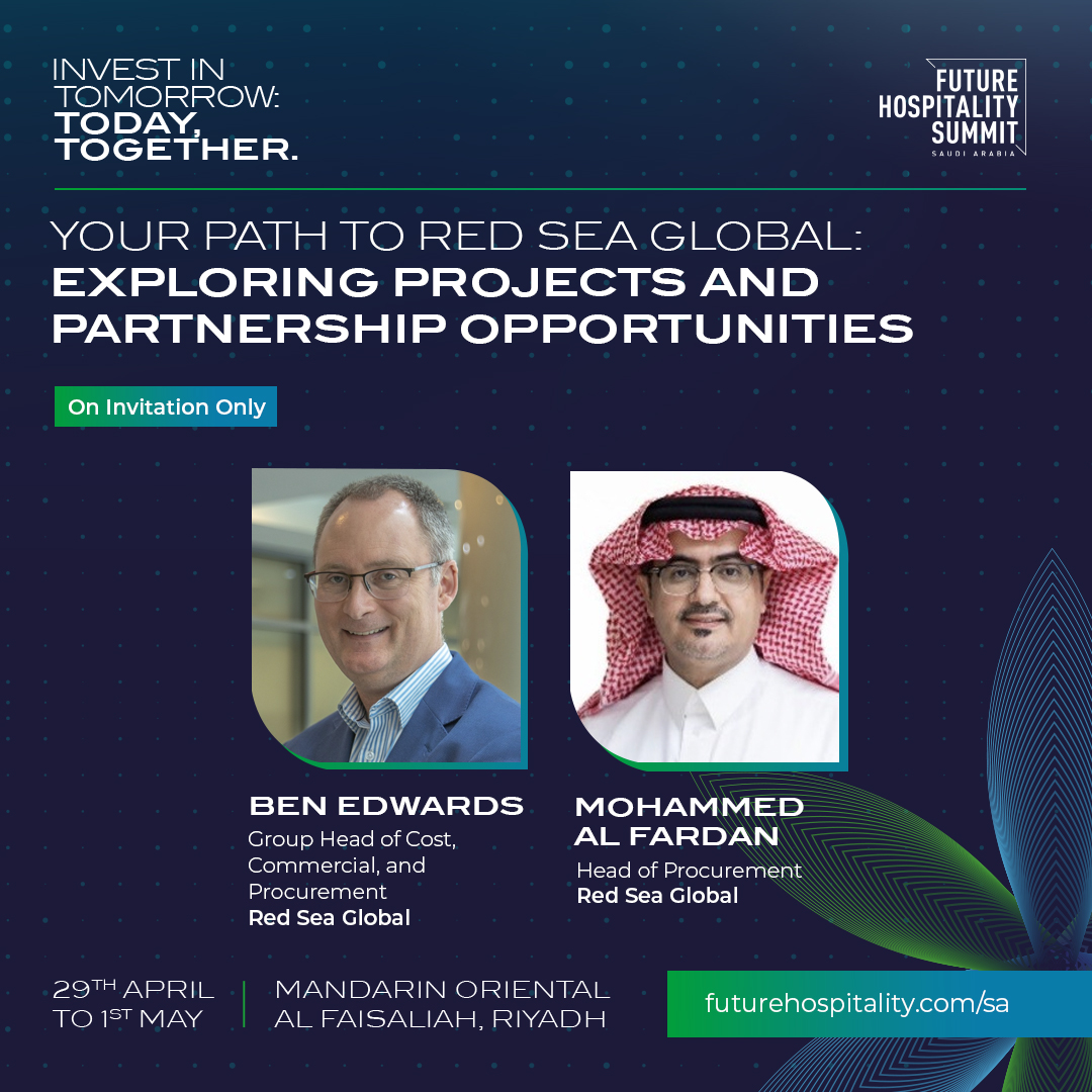 Join us at FHS Saudi Arabia for an exclusive panel featuring key insights from Eng-Mohammed Al Fardan (CIPS, CPPM, CISCC), Head of Procurement, and Ben Edwards, Group Head of Cost, Commercial, and Procurement at @RedSeaGlobal. 
futurehospitality.com/sa

#FutureHospitalitySummit