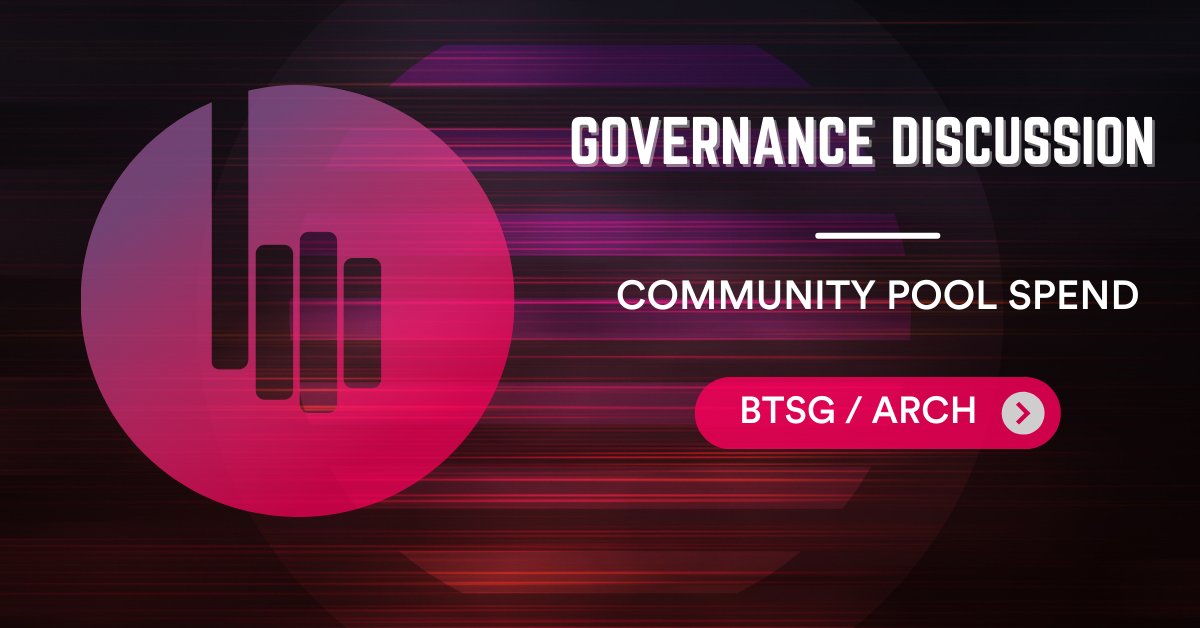 📢 Calling all BitSong Governance members! 📢
A Community Pool Spend for Funding $BTSG / $ARCH Pool on @axvdex is being discussed on Forum and we need YOUR input!
Share your thoughts on this proposal ASAP.
💬 Join the discussion now: 👇
gov.bitsong.io/discussion/170…