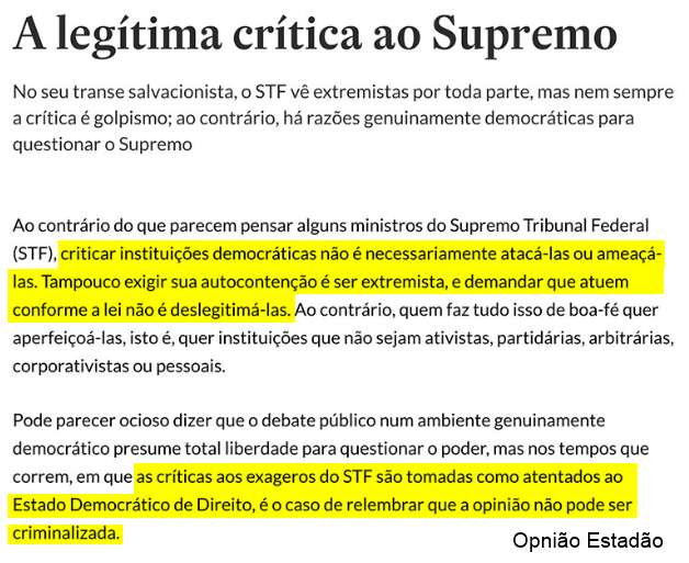 andreguidis's tweet photo. Ótimo texto publicado pelo Estadão, destaco o trecho "Opinião não pode ser criminalizada". https://t.co/4dsHCQO9GX