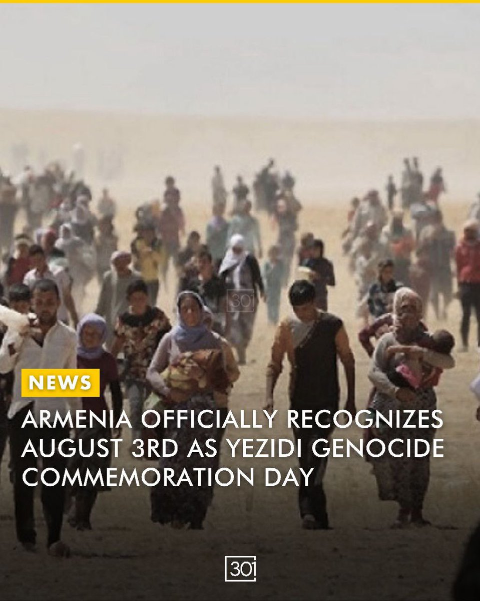 Armenia becomes the second country, after Iraq, to formally recognize the Yezidi Genocide.

Early today, Armenia's parliament has ratified a bill recognizing August 3rd as the day of remembrance for the victims of the Yezidi Genocide. The bill was introduced by ethnic Yezidi…