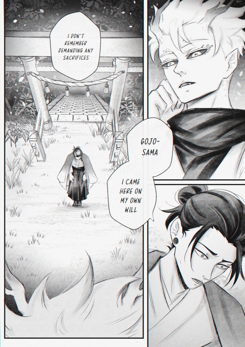 『 KEEPSAKE 』 
・五夏 / satosugu / digital fanbook 
・49pgs / RI8 / 🔗 in b!o 
・Dragon God Gojo AU

A cold-hearted God and a devotee with a request [1/3] 