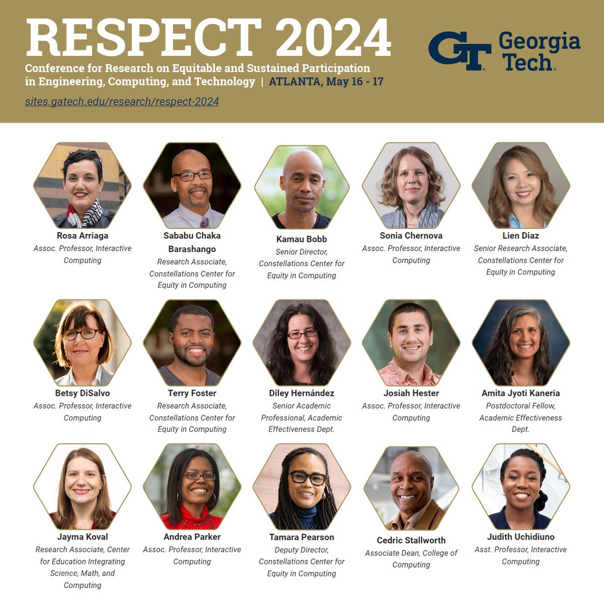 RESPECT, @TheOfficialACM Conference for Research on Equitable and Sustained Participation in Engineering, Computing, and Technology, comes to Atlanta, May 16-17. @GeorgiaTech will host 150+ experts from 26 U.S. states. Discover GT's faculty & more! sites.gatech.edu/research/respe…