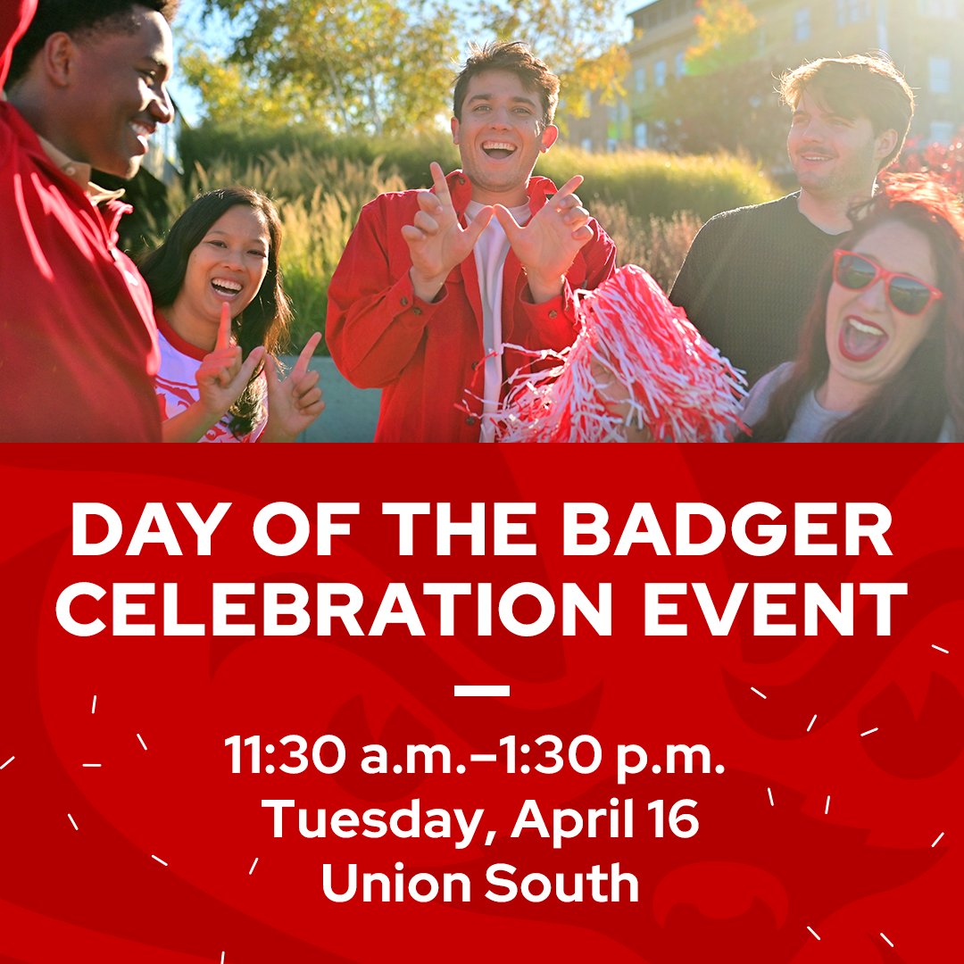Everyone's invited to our Day of the Badger Celebration Event full of prizes and push-ups TODAY! 🙌 Details: dayofthebadger.org/events Can't make it? Don't worry; we'll be celebrating #DayoftheBadger on social media. Follow along and join us! dayofthebadger.org/wisalumni24