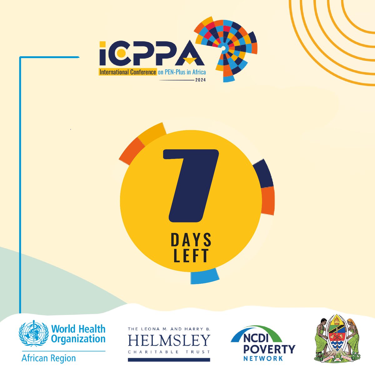 Just one week until #ICPPA2024 begins! Don’t miss our engaging side events on: 🔶Diabetes 🔶Sickle Cell Disorders 🔶Heart Health 🔶Cancer 🔶Oral & Ear Health Join the conversation to end #NCDs in Africa. Haven’t registered yet? There’s still time ⬇️: who.zoom.us/meeting/regist…