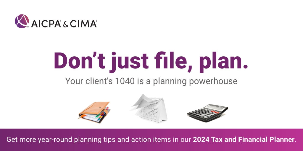 Instead of seeing your client’s completed Form 1040 as just a tax document, it can be a springboard for deeper conversations and strategic value. Access the 2024 Tax and Financial Planner for more in-depth strategies. bit.ly/4910rkS