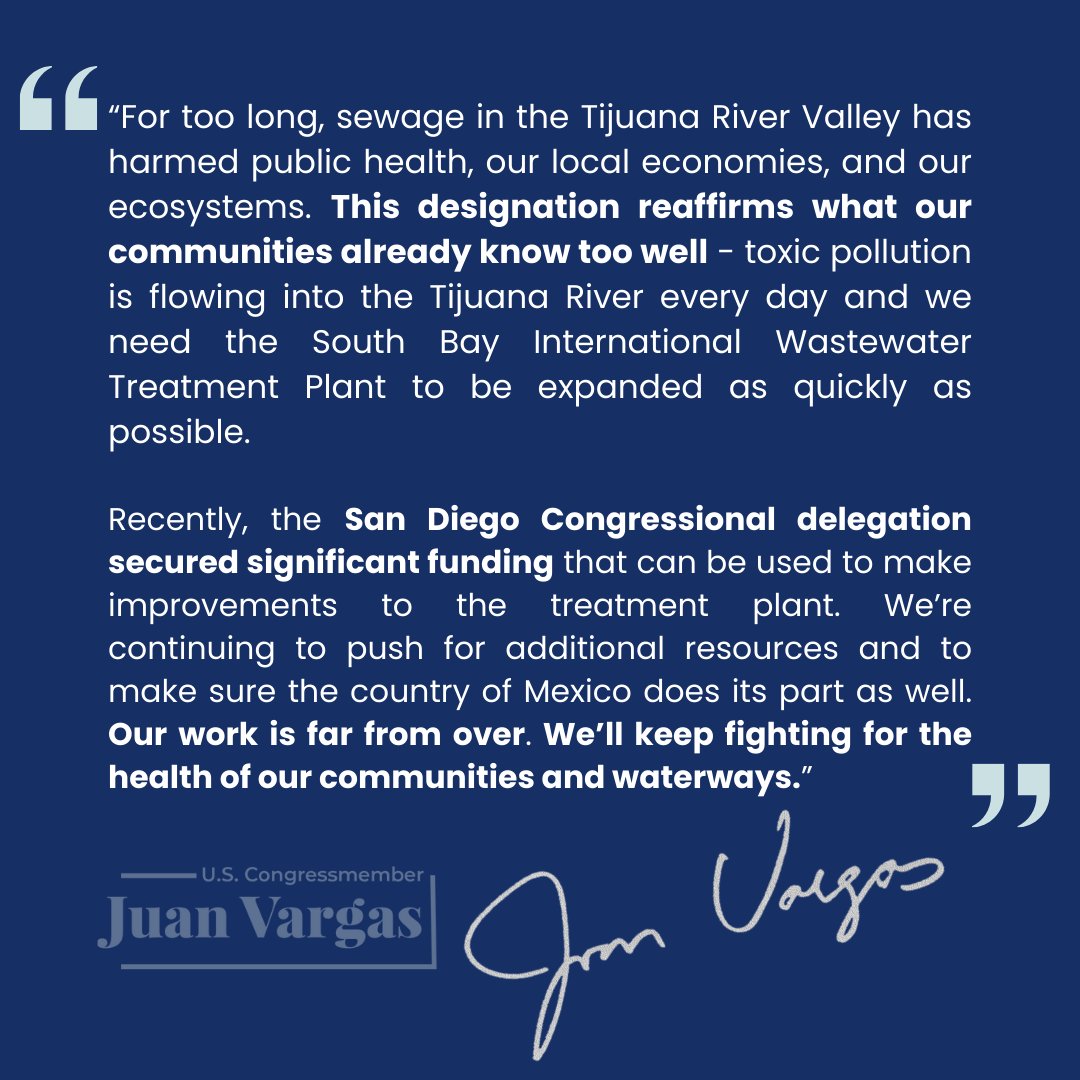 My statement on the Tijuana River's inclusion on @americanrivers 2024 Most Endangered Rivers report.