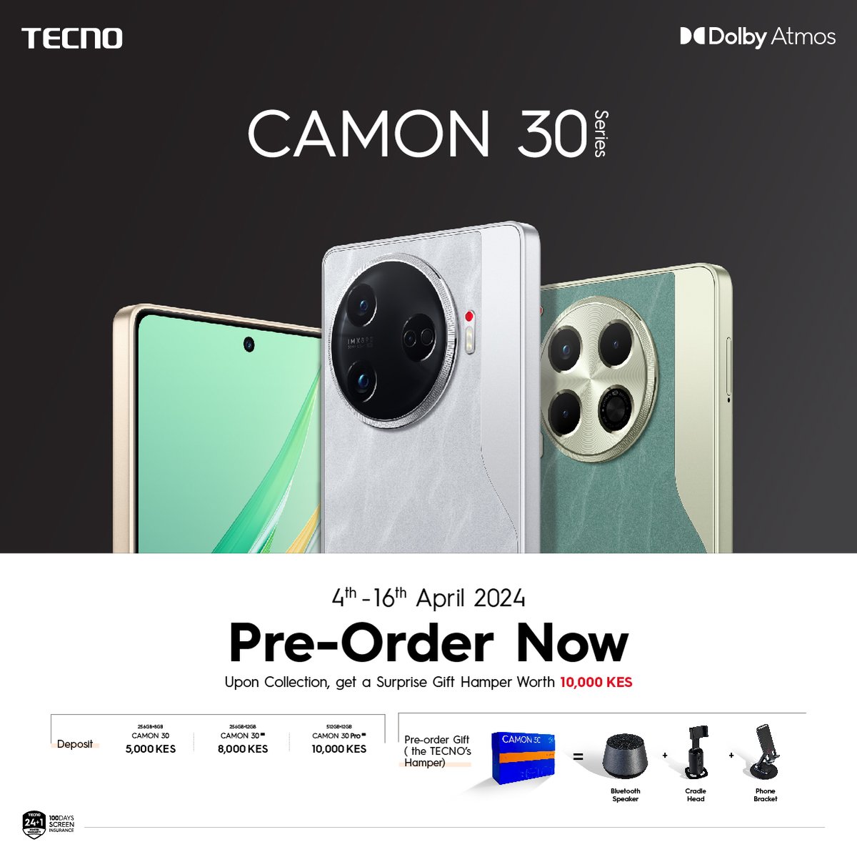 Hurry! Last chance to preorder the latest Camon 30 Series before it's gone. Preorders end today! Visit any TECNO Exclusive Store, TECNO branded shop, or Masoko Africa or Kilimall now. #Camon30Series #Camon30Preorder