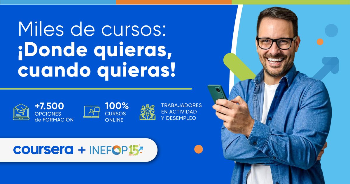 #Capacitate 💻 ¡Solicitá tu licencia en #Coursera! Accedé sin costo, desde tu casa y en el horario que te sirva a cientos de cursos de universidades y empresas de todo el mundo a través de esta alianza con #INEFOP. Más info ➡️ bit.ly/3R8Dt3R #Formacion #Online