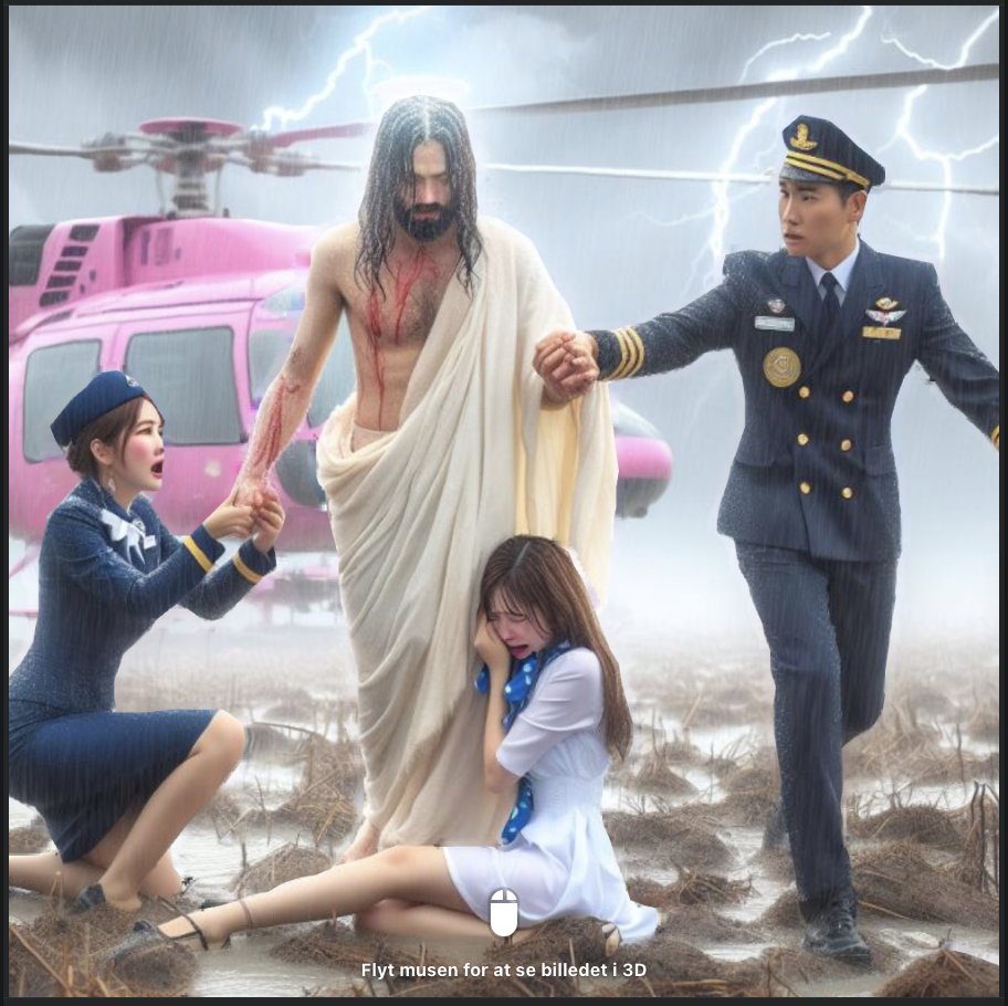 Ph1lip's tweet photo. Er andres Facebook-feeds også fyldt med mystiske AI-genererede billeder, der tilsyneladende alle indeholder: 
- Den korsfæstede herre Jesus Kristus
- Grædende asiatere
- Helikoptere https://t.co/a92oo8cmDB