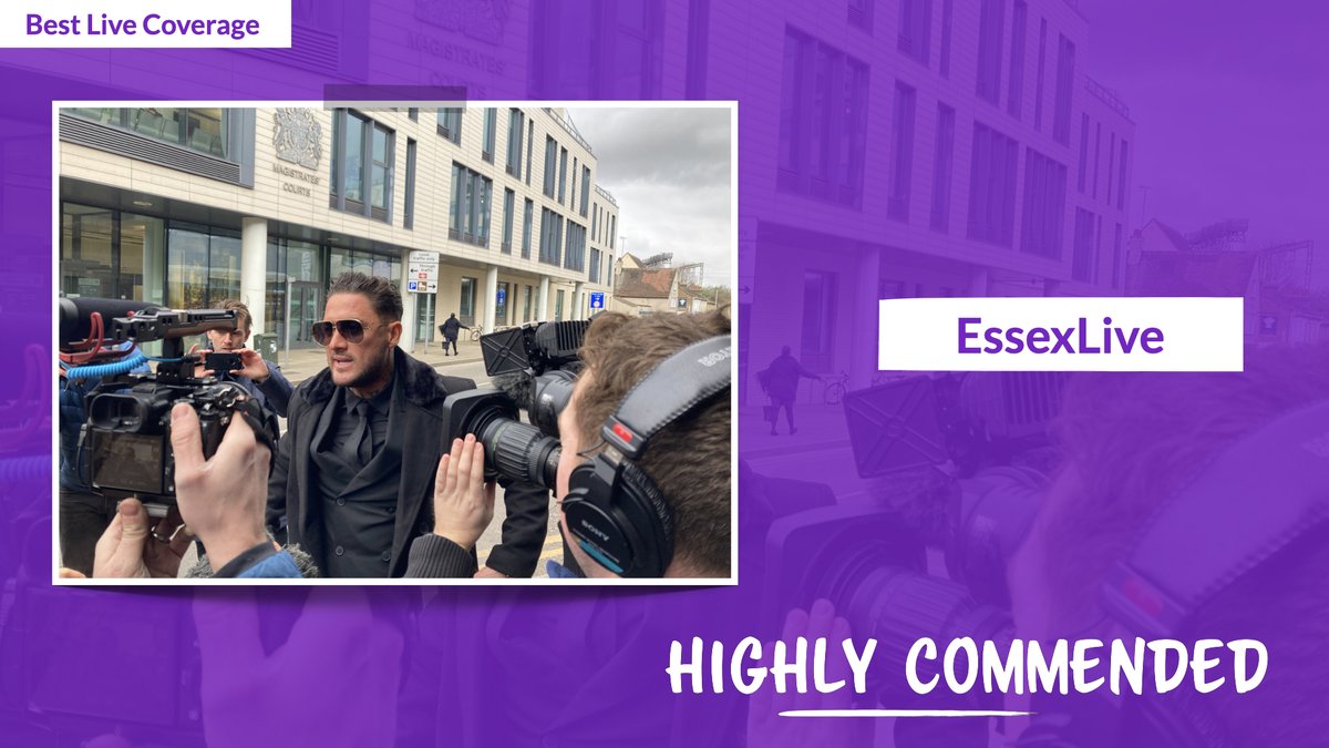 Congratulations to @essexliveon being highly commended in the Best Live Coverage category at the #RegionalPressAwards 2024!