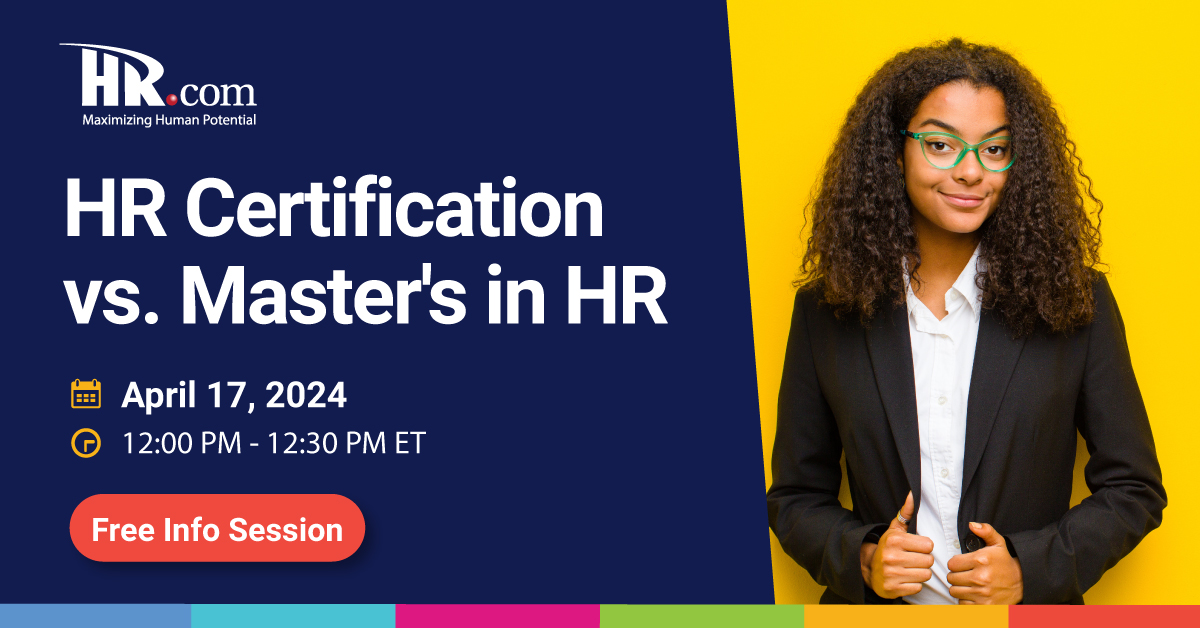 Don't miss 'What’s the Difference Between HR Certification and a Master's in HR?' — our free 30-min webcast tomorrow at noon ET. See which option is best for you. okt.to/LMTGH5