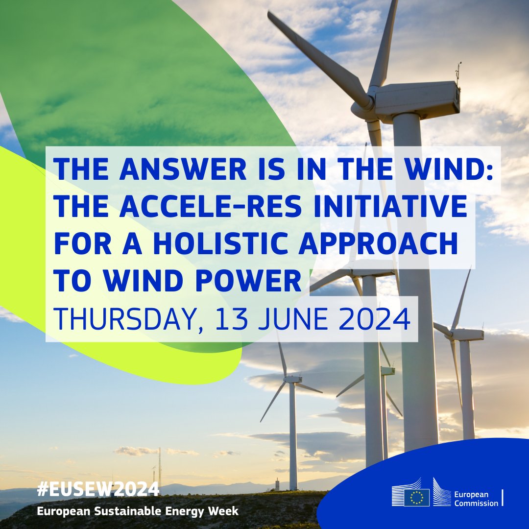 📢 Join us at #EUSEW2024 with @WIMBY_project  for our session 'The answer is in the wind: the Accele-Res initiative for a holistic approach to wind power' 🍃 

📅 13 June 2024 

Register here ➡️ interactive.eusew.eu/eusew-2024/ses…

#WindEnergy #EnergyTransition #HorizonEU