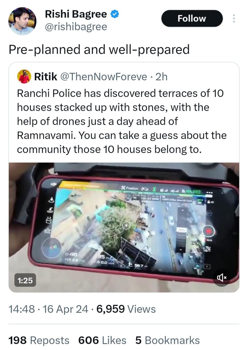 zoo_bear's tweet photo. After a drone surveillance by Ranchi Police before Ram Navami, Notice was sent to at least 10 building owners to clear the Bricks/Stones kept on their terrace. Soon after this was reported, Several Right Wing accounts are trying to communalize a Police Routine Practice of conducting a checkup before Festivals which includes Procession. 
When @AltNews spoke to Senior Police officials of Ranchi. They informed us that there is no communal angle in this case as claimed on social media, This is a Routine practice conducted by the police authorities before any Religious procession. They also informed us that the stones/bricks found on the building were either on building which had recently completed the construction, or on Under constructed buildings. 
Notice was sent to around 10 building owners which belong to people from different religions ( Not just to Muslims as claimed/assumed on social media). 

Request @ranchipolice @JharkhandPolice  
@JharkhandCMO @ChampaiSoren to take action against X handles trying to give this a Communal Angle.