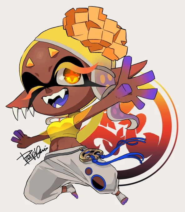 ちびウツホちゃんとちびフウカちゃん(再掲)#Splatoon3 #splatoonart 