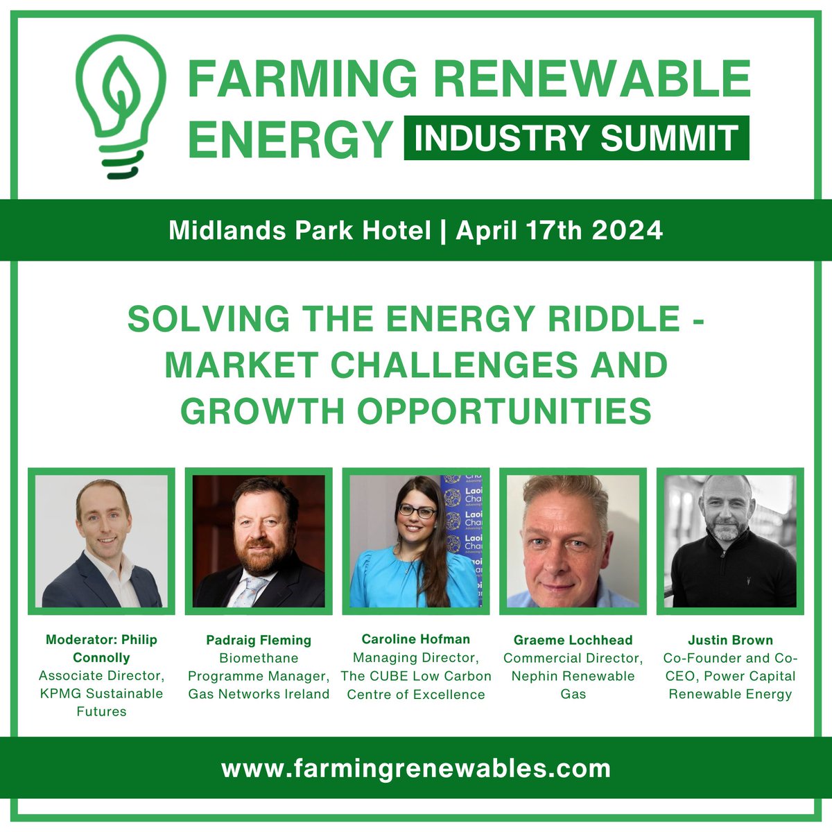 Taking place TOMORROW ⌛ and new speaker Caroline Hofman @CearuilinH added! Solving the Energy Riddle - Market Challenges and Growth Opportunities To learn more about this event, visit farmingrenewables.com Register here: eventbrite.ie/e/farming-rene… #FRSummit24