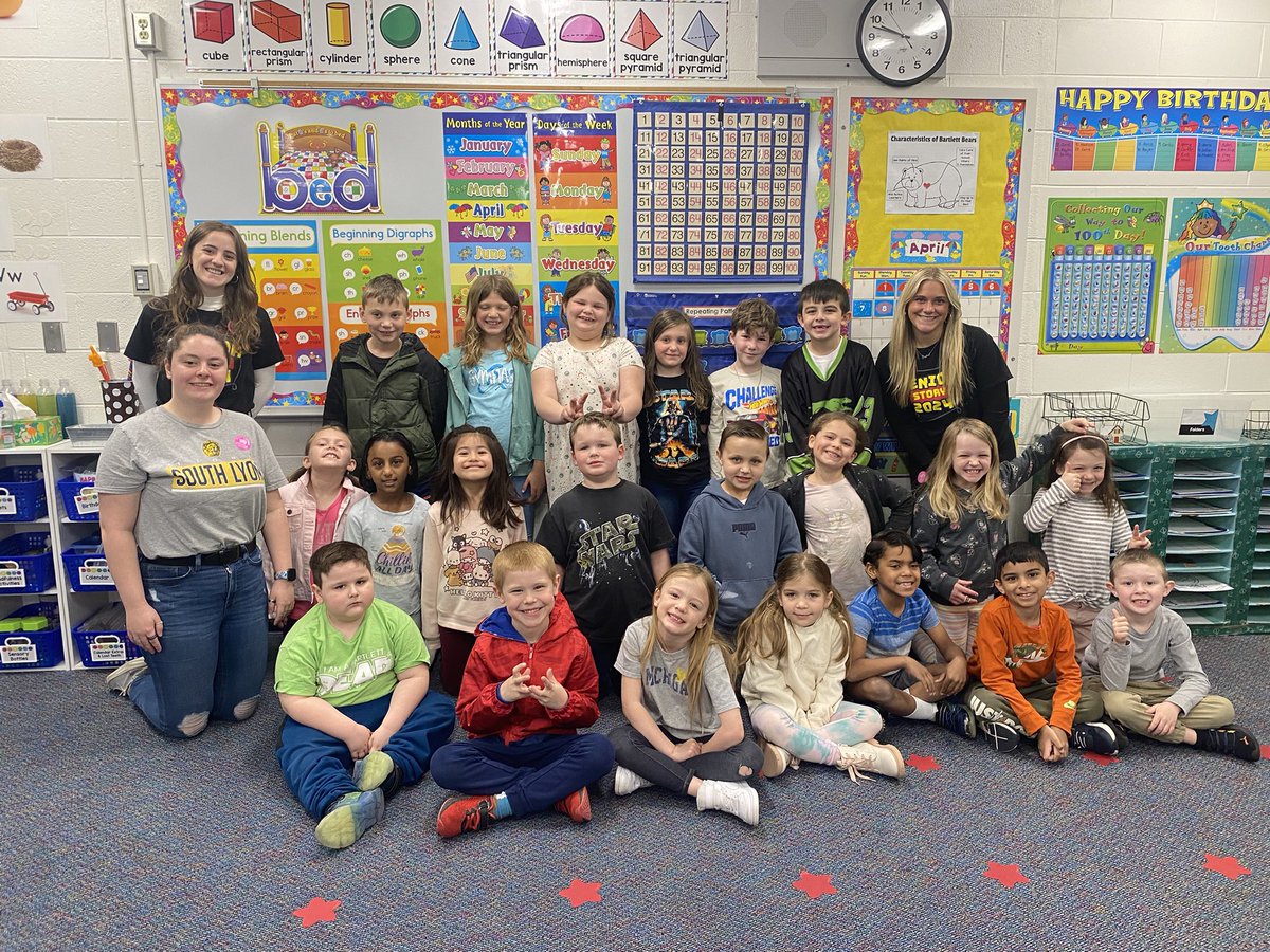 MrsFriskSLCS's tweet photo. We enjoyed a visit from a few former Bartlett Bears last week! These SLHS seniors did a great job facilitating literacy games for the first graders! 🐻 https://t.co/lqcUdAp81U