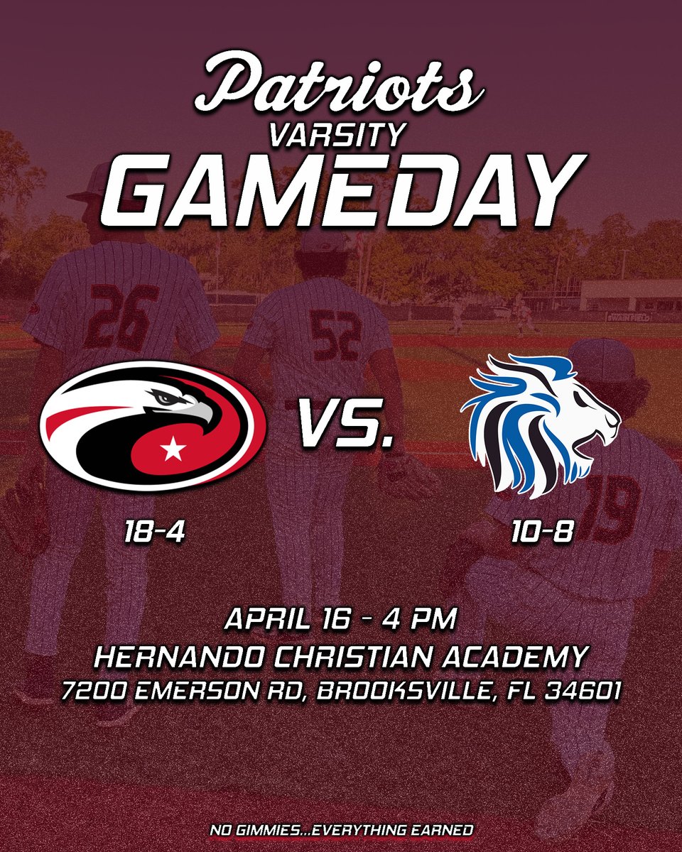 Happy Gameday! Heading up to Brooksville for a bout with the Lions. #WeAreCDS #PatriotNation @CDS_Athletics