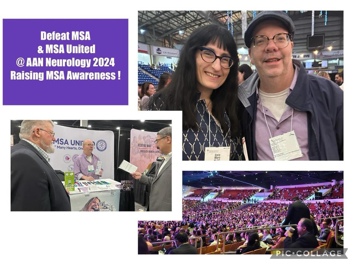 Advocating for our MSA community at the Annual Meeting of AAN.. (Left) Drs from the FDA &amp; Dr Elena Moro (New Pres, EAN) with Phil Fortier.
Defeat MSA Alliance &amp; MSA United Consortium Booth #473 🙂 🙏💜#defeatmsa #kickmsa #aan #aanam  #neurology #advocacy #AANAM2024 #NeuroTwitter