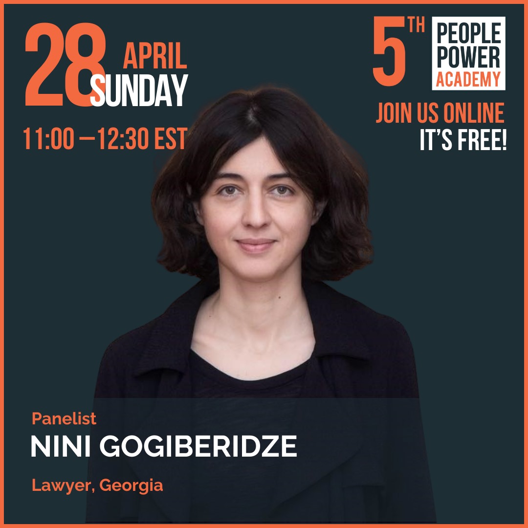 📅 Save the Date: 28th April 🌐 Online, register here shorturl.at/sJY18 Meet Nini Gogiberidze, a distinguished legal professional with a wealth of expertise in justice sector reforms in Georgia. Nini played a pivotal role in organizing the Kmara nonviolent campaign that