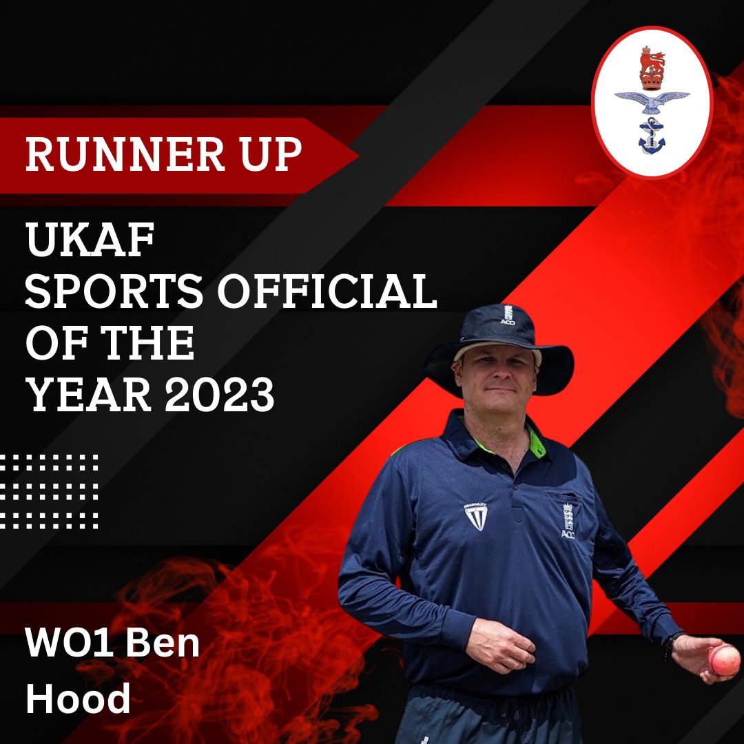 ArmySportASCB's tweet photo. Congratulations to WO1 Ben Hood for achieving runner up for the Sport Official of the Year at the UKAF Sports 2023 today.
 
#Britisharmysport #UKAFSportsAwards2023 @british_army_cricket https://t.co/2alAROTgUF