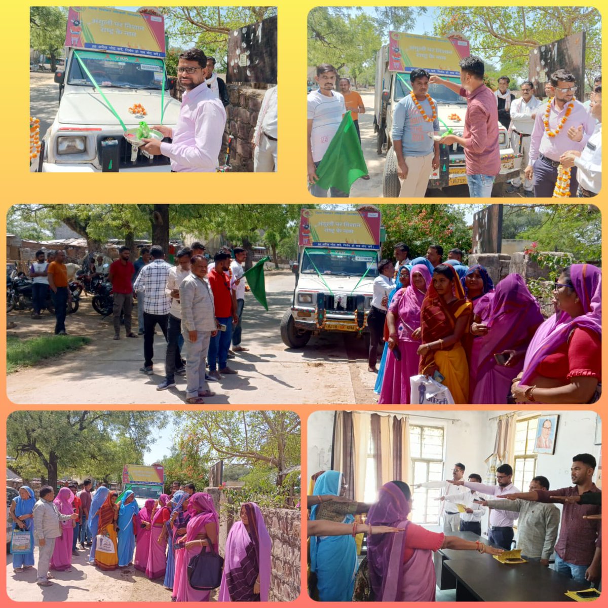 Cm_sunari's tweet photo. Sveep activities... मतदाता जागरूकता रथ को ग्राम पंचायत बंबोरीघाटा से हरी झंडी दिखाकर रवाना करते हुए। यह सभी मतदान केंद्रों पर लोगों को 26 अप्रैल को ज्यादा से ज्यादा मतदान करने हेतु प्रचार-प्रसार करेगा।
#DeshKaGarv #ChunavKaParv 
@Cm_sunari https://t.co/TtWsFPIkLH