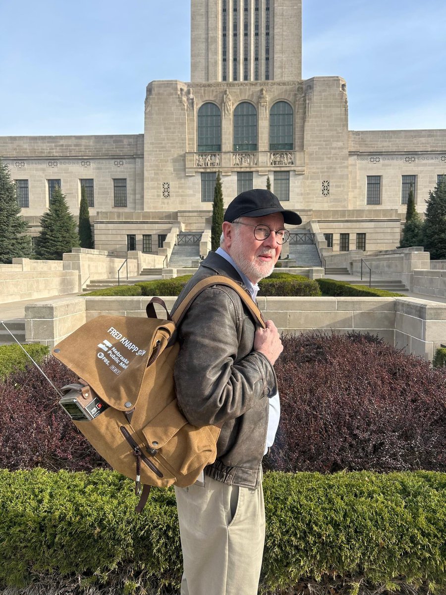 Caption contest! Come up with a caption for this photo of News Reporter/Producer Fred Knapp standing with the new Fred Knapp Sack in front of the State Capitol. We'll go first. When it comes to coverage of the Nebraska Legislature, we've got your back. #NELeg