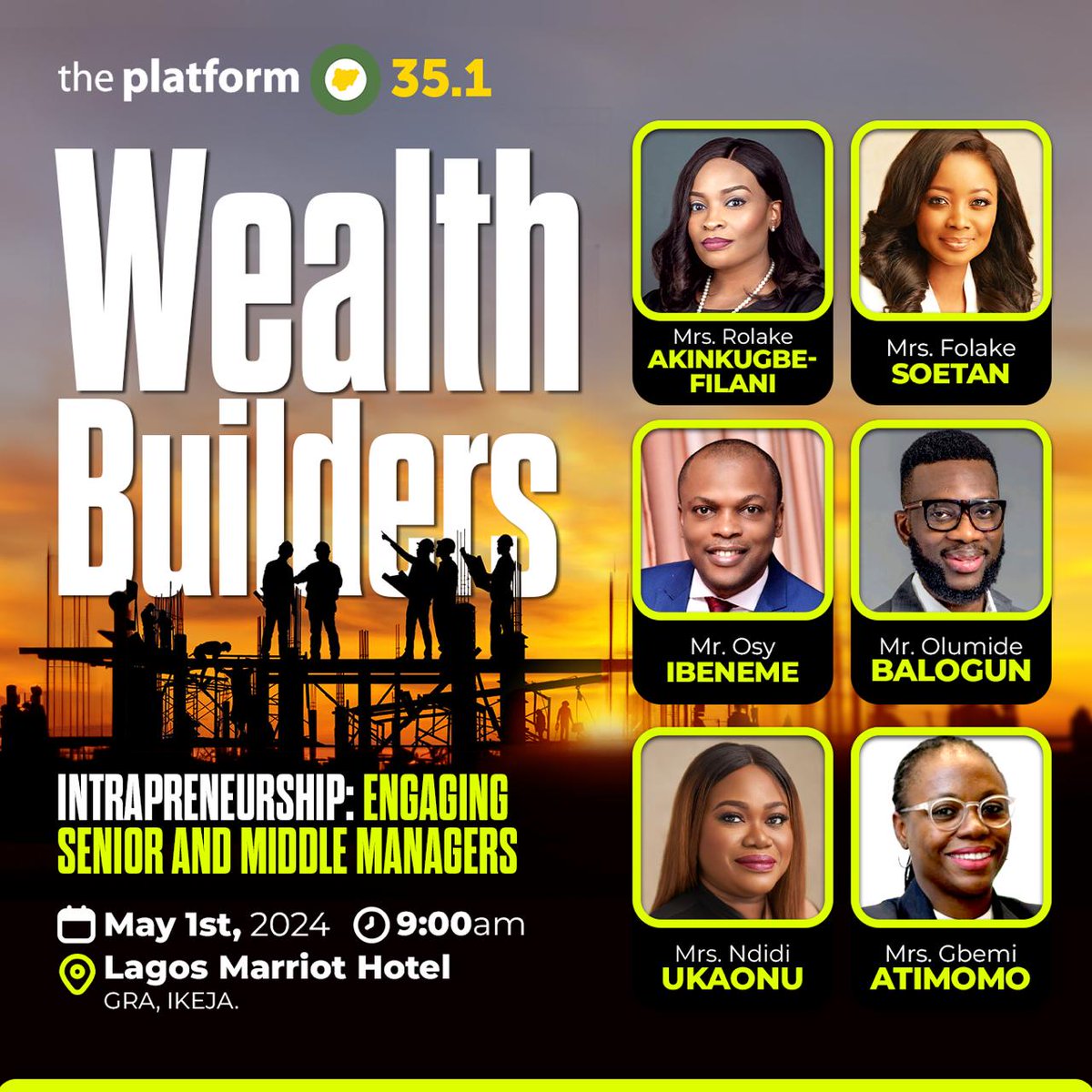 It's the 35th edition of @theplatformng One event, 3 Venues, 3 Summits. Your Choice. Platform 35.1: Intrapreuneurship: Engaging Senior and Middle managers. (Innovation of new products and services. Building and leveraging on human capital) Speakers: Mrs. Rolake Akinkugbe -…