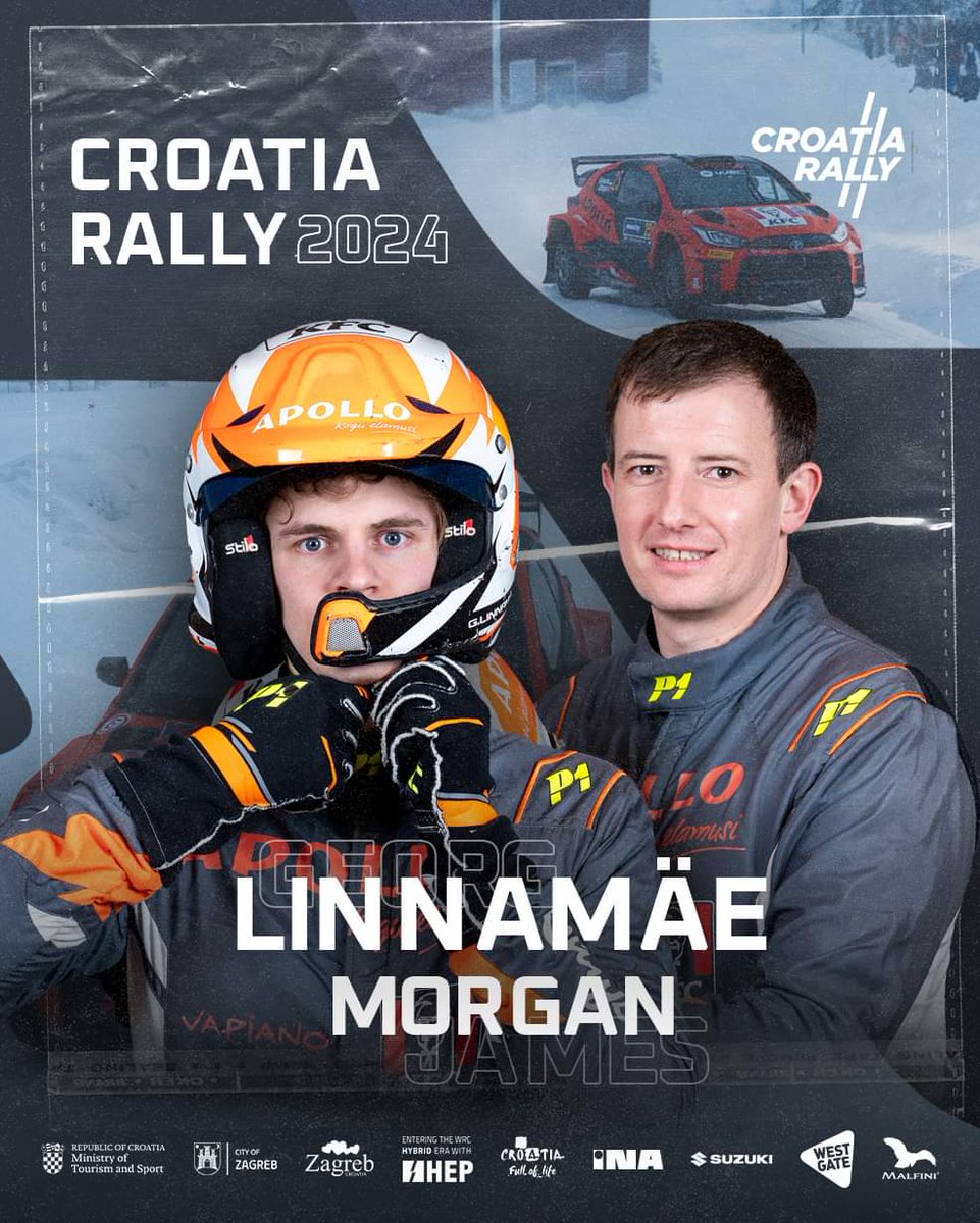 Georg Linnamäe and James Morgan are coming to #CroatiaRally! They are currently in eighth place in the WRC2 championship! 🇭🇷

#CroatiaRally #CroatiaFullOfLife #enteringthewrchybriderawithhep