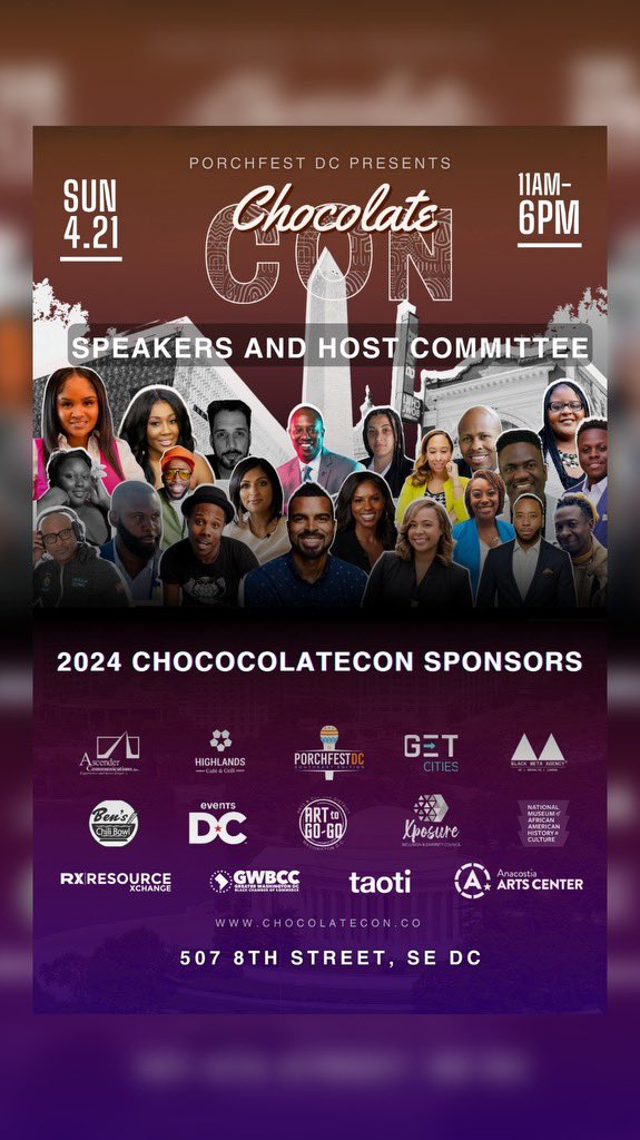 This Sunday. Washington DC
4/21 ChocolateCon

What is Chocolatecon?

ChocolateCON is a vibrant celebration of the rich tapestry of authentic Black culture in the heart of Washington DC, highlighting innovation and creativity

A festive event to celebrate Culture, Art, Technology