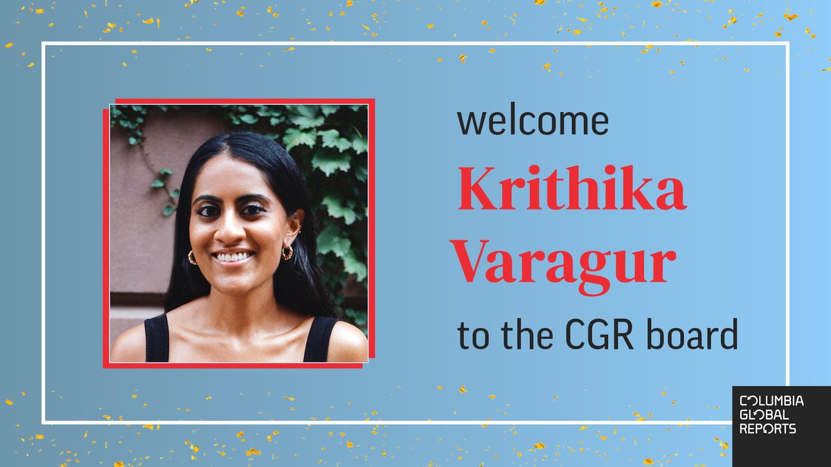 We're thrilled to announce @KrithikaVaragur is joining the CGR board! Krithika is an award-winning journalist, speechwriter & editor at @thedrift_mag. We had the honor of publishing her 1st book, 'The Call: Inside the Global Saudi Religious Project,' in 2020. Welcome Krithika!