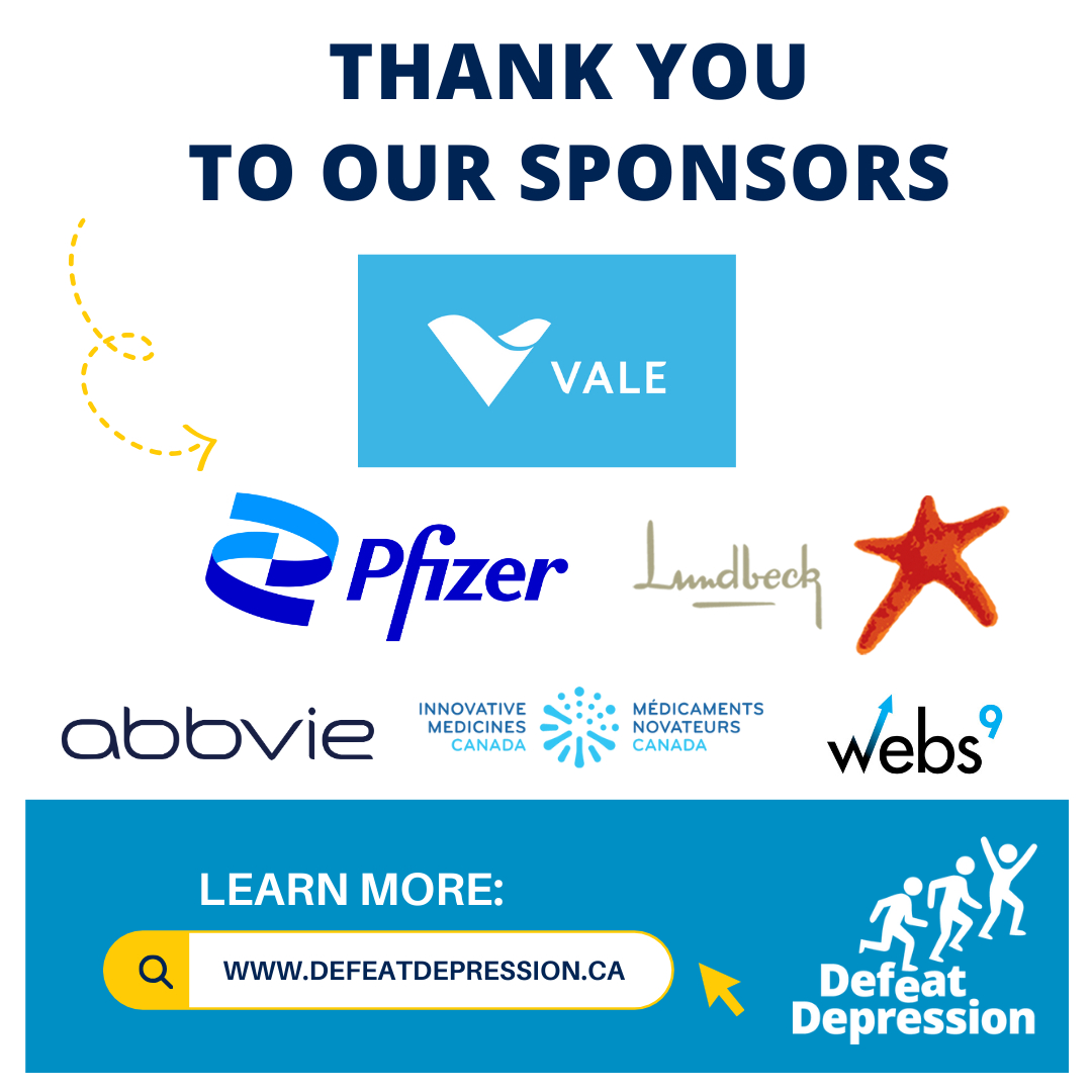 We're incredibly thankful to our sponsors! Your support is essential for the improvement of community #mentalhealth throughout Canada. A big shout-out to our wonderful sponsors: @valeglobal @Lundbeck (Canada) @PfizerCA @innovativemeds @abbviecanada @websnine