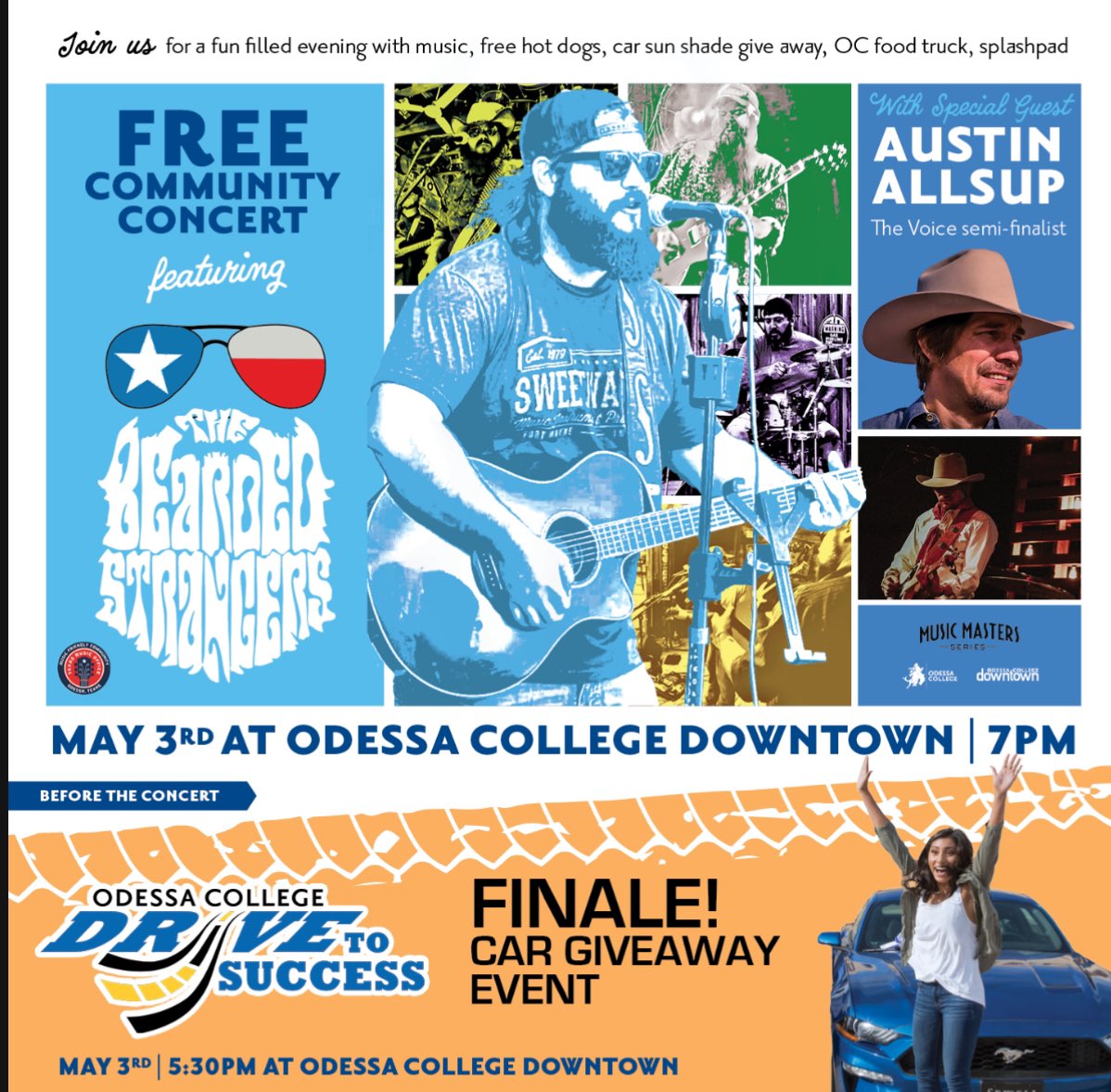 Come meet us at OC-Downtown! We’re ready for this fun event celebrating a year of student success. #drivetosuccess #communityevent #odessacollege #musicmasters