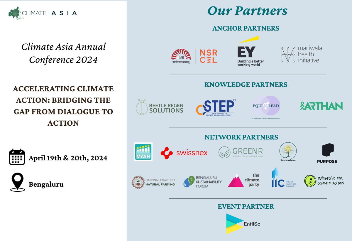 asia_climate's tweet image. Insightful Panel Announcement- ‘Empowering the Green Workforce: Cultivating Sustainable Skills for Impact`, co-hosted by our Anchor Partner, EY-GDS. 

Register for the conference here: forms.gle/zbh6swUUPU7mFt…

#ClimateAction #DialogueToAction  #ClimateResilience #GreenWorkforce