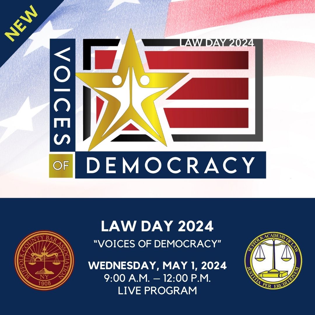The 2024 Law Day theme “Voices of Democracy” recognizes that in democracies, the people rule. For nearly 250 years, Americans have expressed their political views and wishes by speaking their minds and voting in elections. Register today: shar.es/ag2VDu #longisland