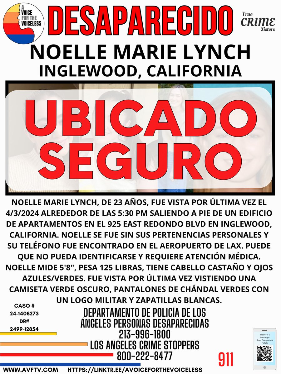 Amazing news to share! #NoelleMarieLynch, has been located safe! Thank you to everyone for sharing her flyer and keeping awareness for her. people.com/california-stu…