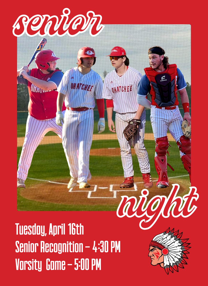 GAMEDAY!

‼️SENIOR NIGHT‼️

Come out and help us celebrate the careers of Jesse, Will, Tyler, and Dylan! Senior Recognition will begin at 4:30 PM.

🆚 Saks Wildcats 
📍 The Creekbank 
⏰ 5:00 PM
📈 GameChanger