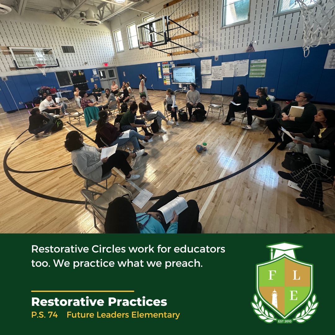 We practice what we preach - restorative justice practices like Restorative Circles for educators of Future Leaders Elementary PS74. Thank you, Ms. Stine, Ms. Caserta and Ms. Sledge for leading the activity @CChavezD31 @DrMarionWilson @CSD31SI  @D31DSPalton @KDWhite74 @Jenlaruffa