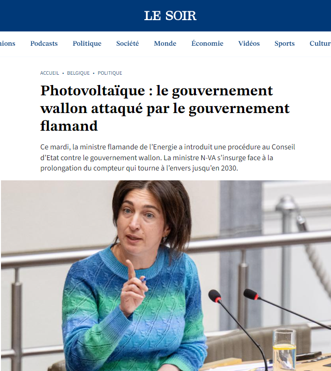 Je suis stupéfait par cette démarche : la Ministre Zuhal Demir (NVA) s’attaque aux 360000 prosumers et veut faire annuler le compteur qui tourne à l’envers en Wallonie ! Une gifle pour toutes les personnes qui ont investi ! Je continuerai à défendre les Prosumers ! @Beprosumer