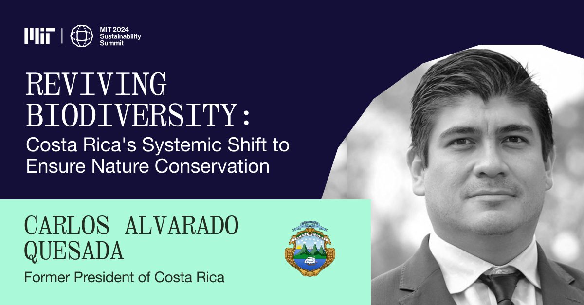 MIT Sustainability Summit (@mit_s_summit) on Twitter photo We're thrilled to announce <a href="/CarlosAlvQ/">Carlos Alvarado Quesada</a>, Former President of Costa Rica, as a featured speaker at the MIT Sustainability Summit on April 26! 🌿🌎
Get your tickets now: eventbrite.sg/e/2024-mit-sus… We're thrilled to announce <a href="/CarlosAlvQ/">Carlos Alvarado Quesada</a>, Former President of Costa Rica, as a featured speaker at the MIT Sustainability Summit on April 26! 🌿🌎
Get your tickets now: eventbrite.sg/e/2024-mit-sus…