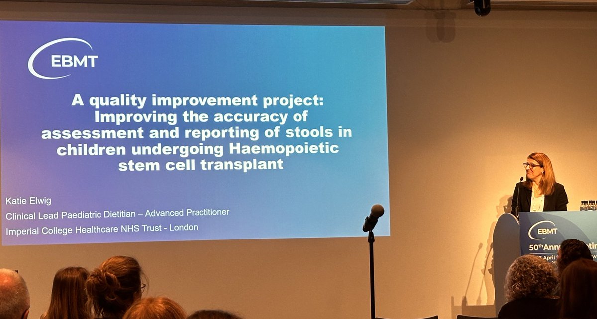 Fantastic presentation by #HaematologyDietitian @KatieElwig at #EBMT24 Don’t underestimate the importance in accurate reporting of stool charts💩 It helps with assessment of tolerance of treatment, medications, hydration, nutrition and need for PN. @TheEBMT @imperialcollege