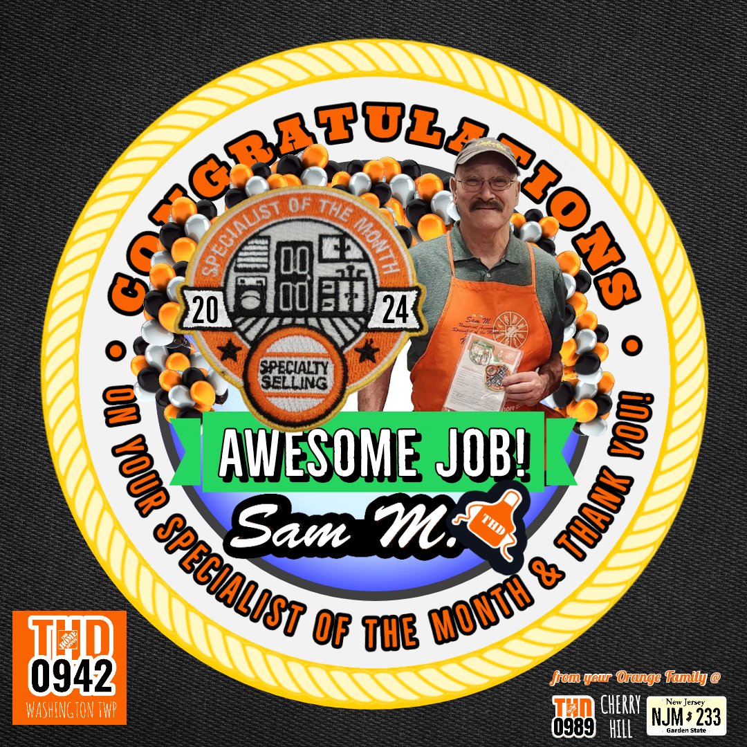 thd0989's tweet photo. Celebrating Sam M. Of store 0942 for his specialist of the month award for February &amp; march!  #way2go #specialistAward #thankyou #get #livingourvalues #Recognition #orangefamily #bleedorange  #awesomejob #thd0942  #homedepot0942 #homedepotwashingtontwp  #specialty https://t.co/7KBqEfzUnA