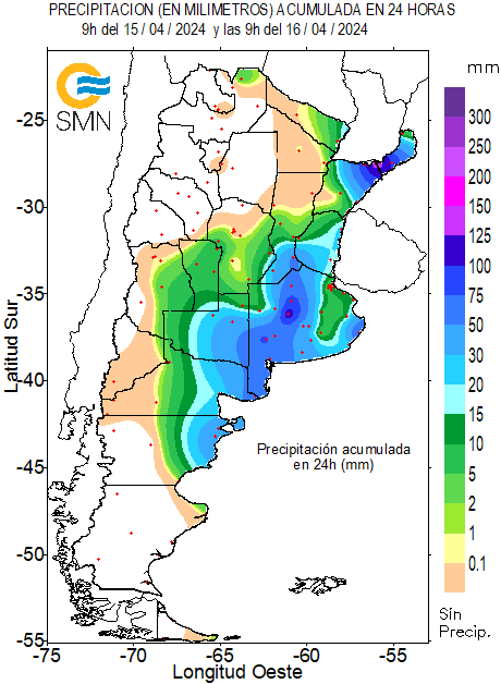 ☔️Lluvias acumuladas (mm) hasta las 9 h:

Posadas 148
Bolívar 119
Oberá 100
Ituzaingó (Ctes) 92
9 de Julio 89
Pigüé 84
V. Gesell 76
Viedma 62
Junín 61
Rosario 55
Cnel Suárez 54
B. Blanca 53
Trelew 52
Tres Arroyos 47
Azul 41
Sta Rosa 40
Pto. Madryn 35
Benito Juárez 33
Olavarría 32